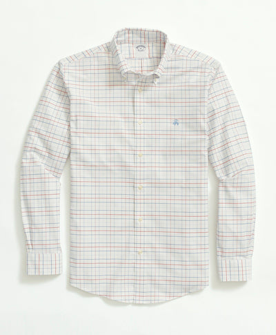 Milano Slim-Fit Stretch Non-Iron Oxford Button-Down Collar, Tattersall Sport Shirt - Brooks Brothers Canada