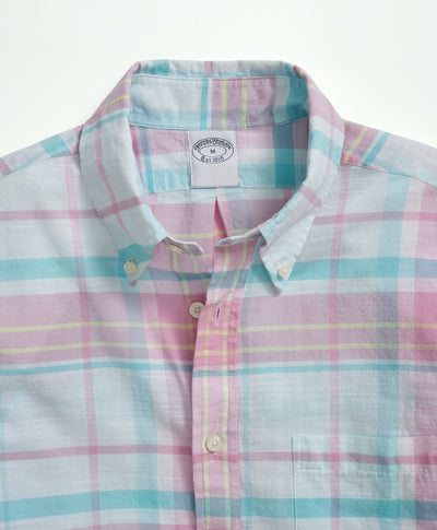 Regent Regular-Fit Washed Cotton Madras Button-Down Collar Sport Shirt - Brooks Brothers Canada