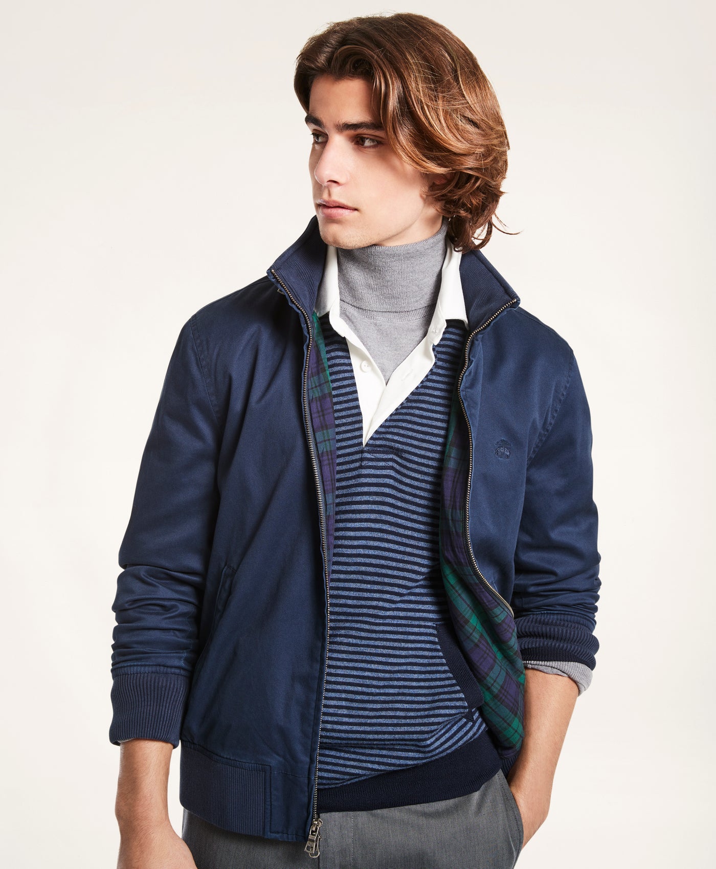Stretch Cotton Hooded Bomber Jacket - Brooks Brothers Canada