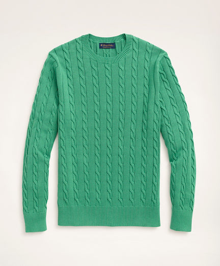 Supima Cotton Cable Crewneck Sweater - Brooks Brothers Canada