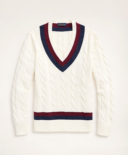 Supima Cotton Cable Tennis Sweater - Brooks Brothers Canada