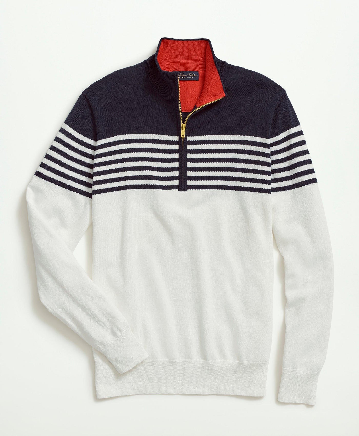 Supima Cotton Half-Zip Mariner Stripe Sweater - Brooks Brothers Canada