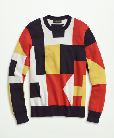Supima Cotton Nautical Flag Crewneck Sweater - Brooks Brothers Canada