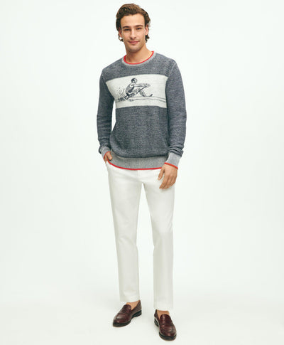Supima Cotton Intarsia Rower Crewneck Sweater - Brooks Brothers Canada