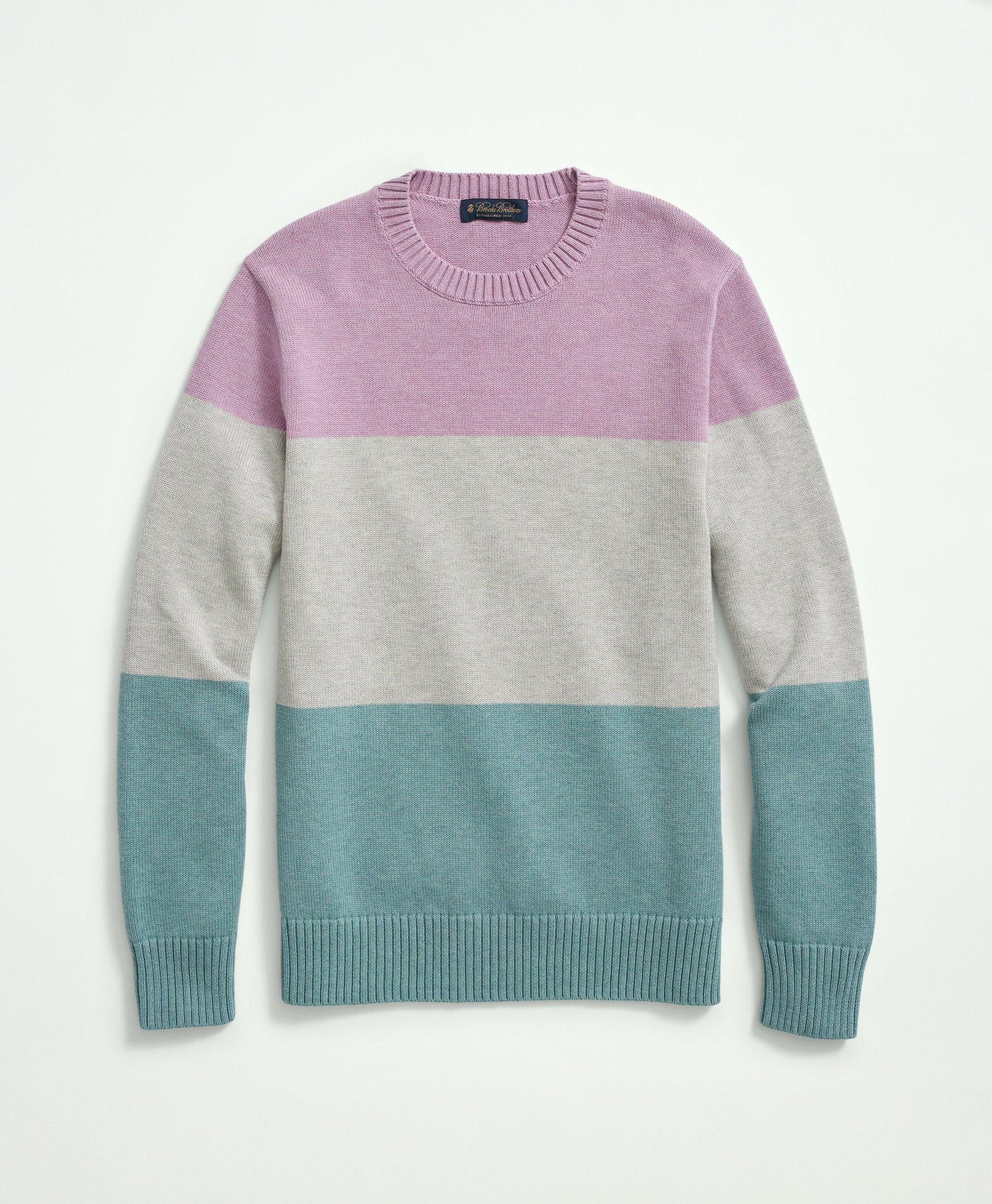 Supima Cotton Color-Block Crewneck Sweater - Brooks Brothers Canada