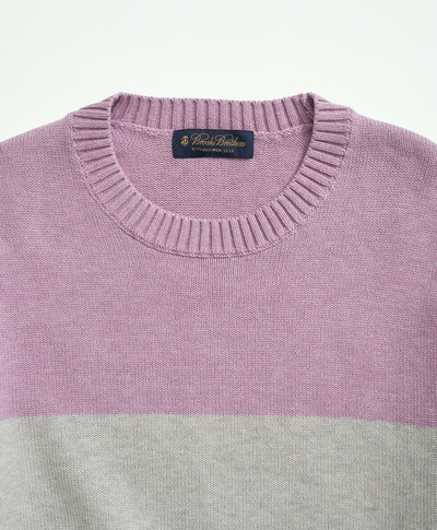 Supima Cotton Color-Block Crewneck Sweater - Brooks Brothers Canada