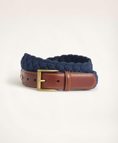 Braided Cotton Leather Tab Belt - Brooks Brothers Canada
