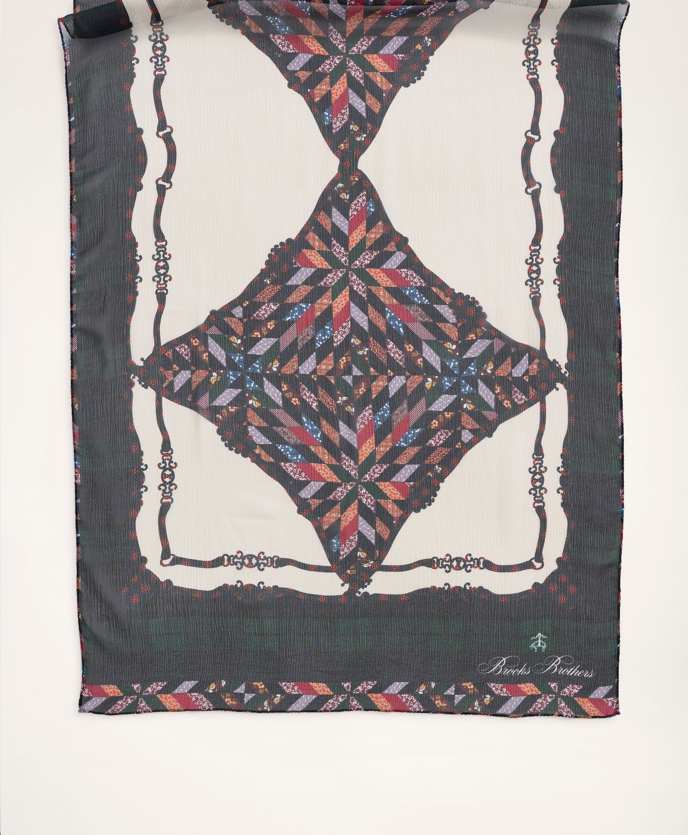 Quilt Print Crinkle Silk Chiffon Scarf - Brooks Brothers Canada