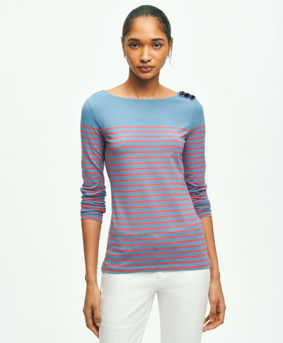 Cotton Modal Mariner Stripe Boatneck Top - Brooks Brothers Canada