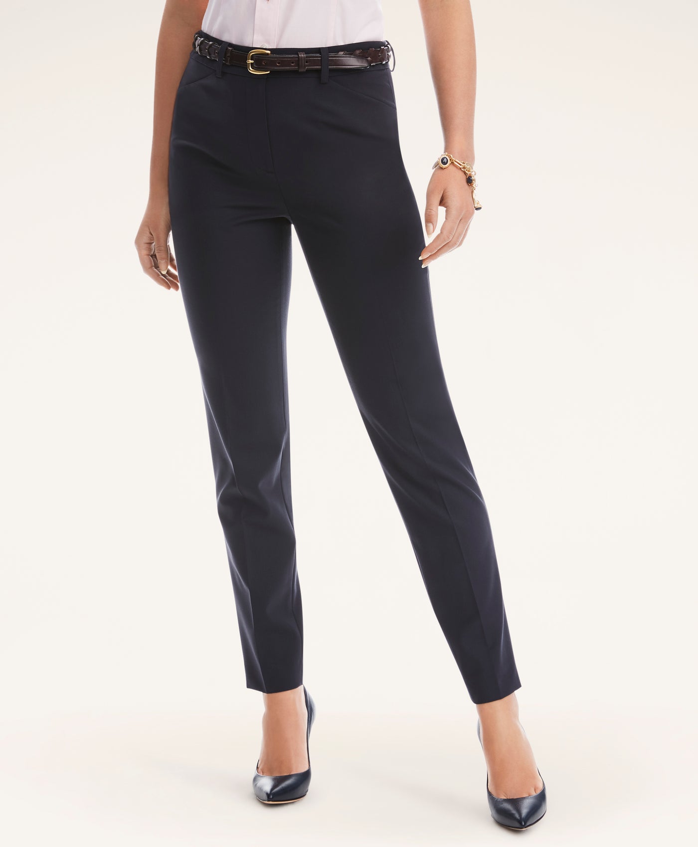 The Essential Brooks Brothers Stretch Wool Slim Crop Pants - Brooks Brothers Canada