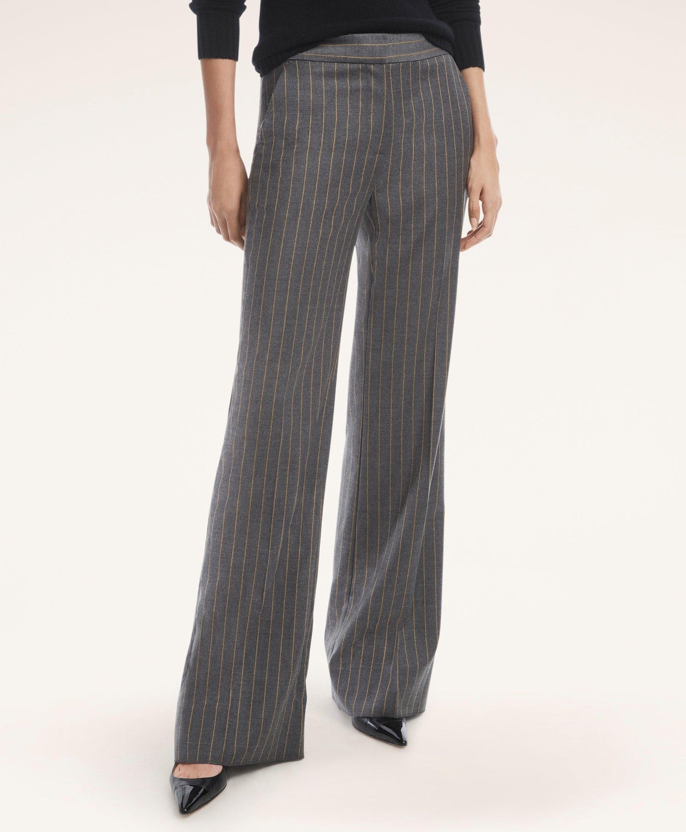 Wool Stretch Flannel Pinstripe Trousers - Brooks Brothers Canada
