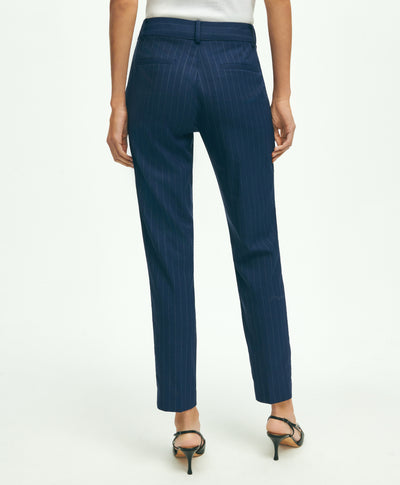 Stretch Wool Pinstripe Crop Pants - Brooks Brothers Canada