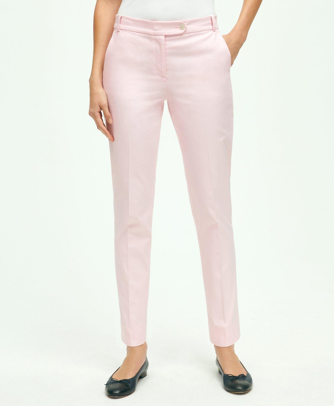 Stretch Cotton Pinpoint Oxford Cropped Pants - Brooks Brothers Canada