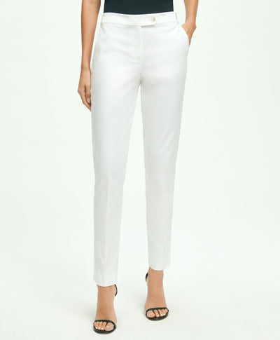 Stretch Cotton Pinpoint Oxford Cropped Pants - Brooks Brothers Canada