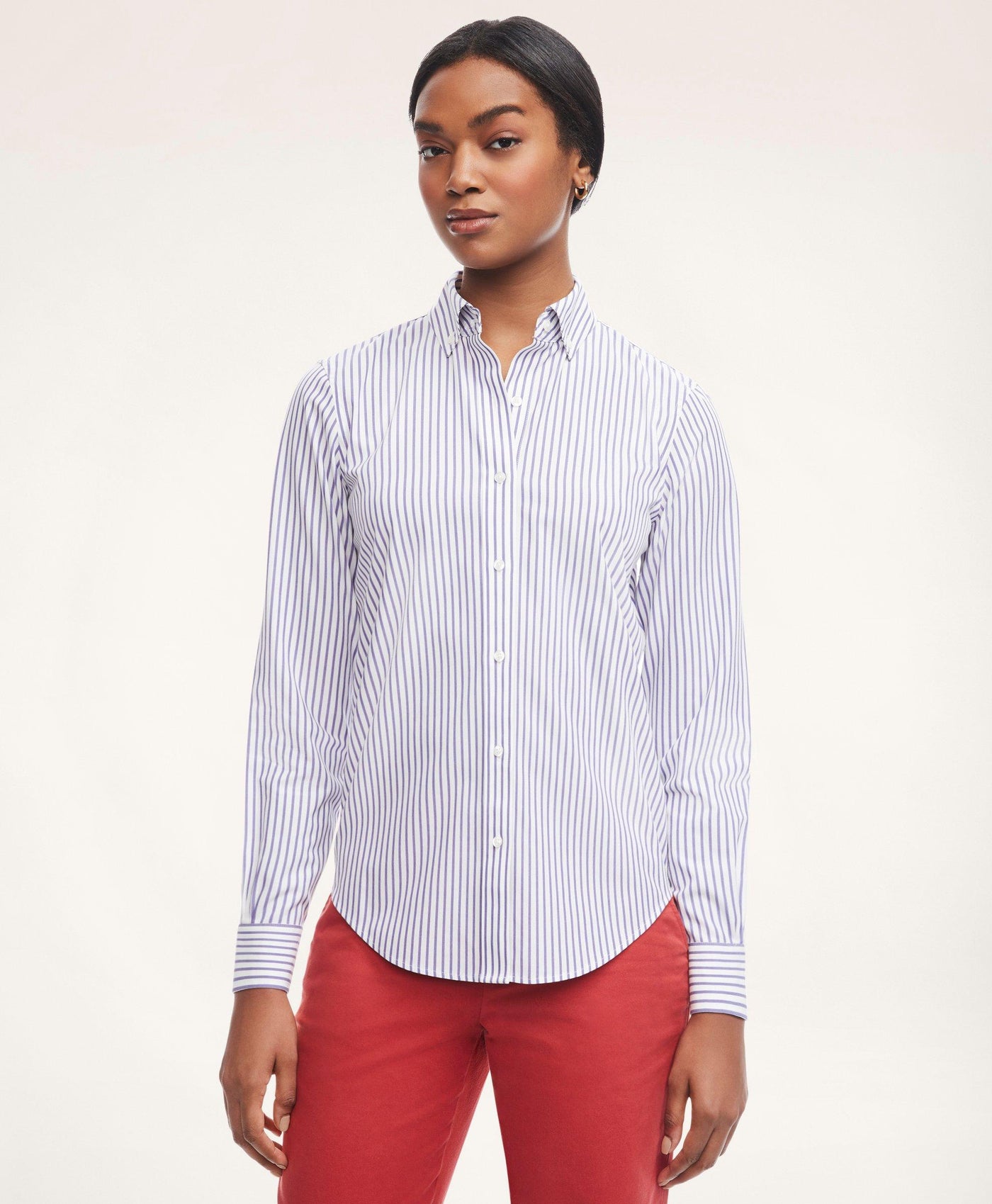 Classic Fit Non-Iron Stretch Supima Cotton Bengal Stripe Shirt - Brooks Brothers Canada