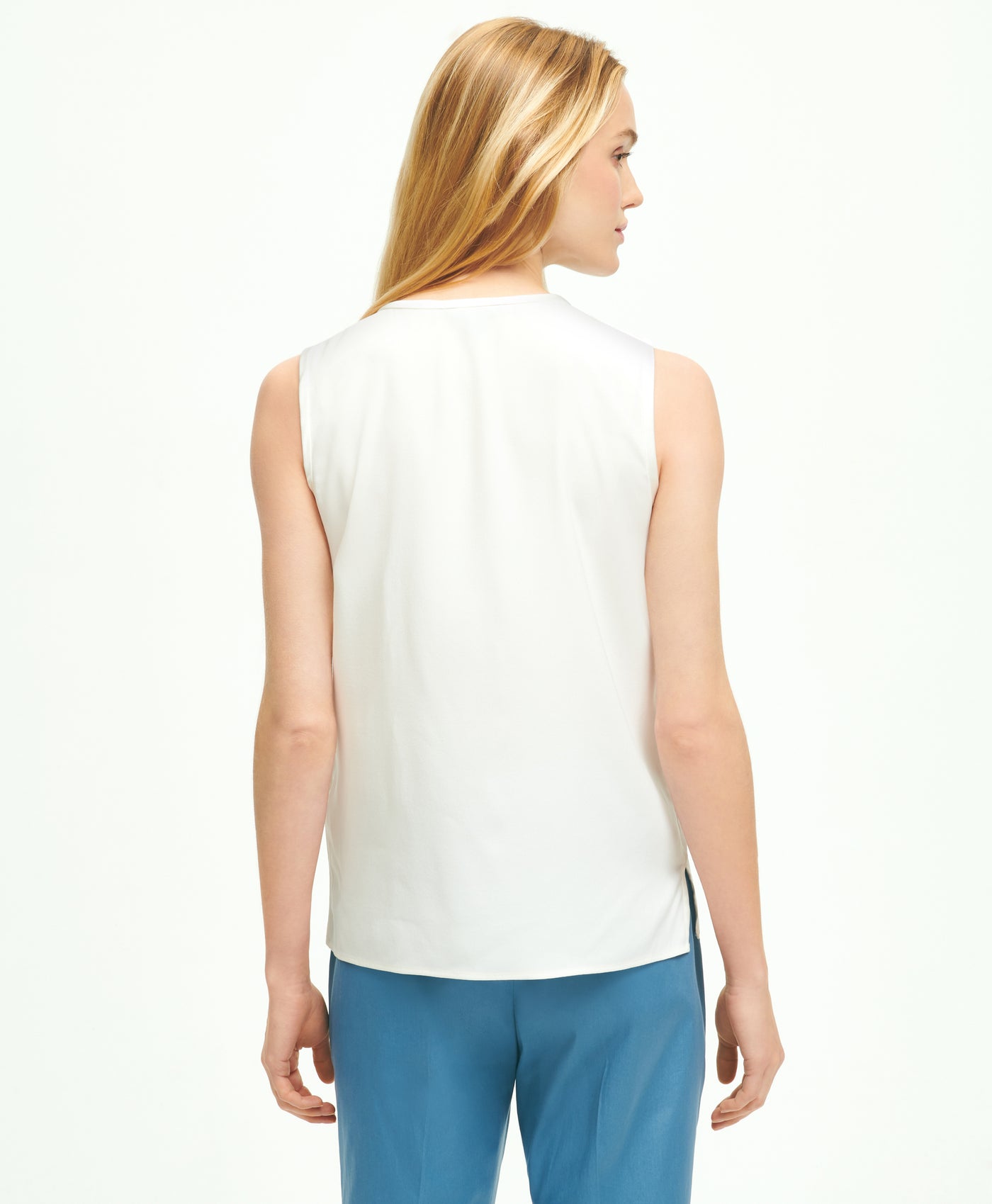 Stretch Silk Sleeveless Contrast Blouse - Brooks Brothers Canada