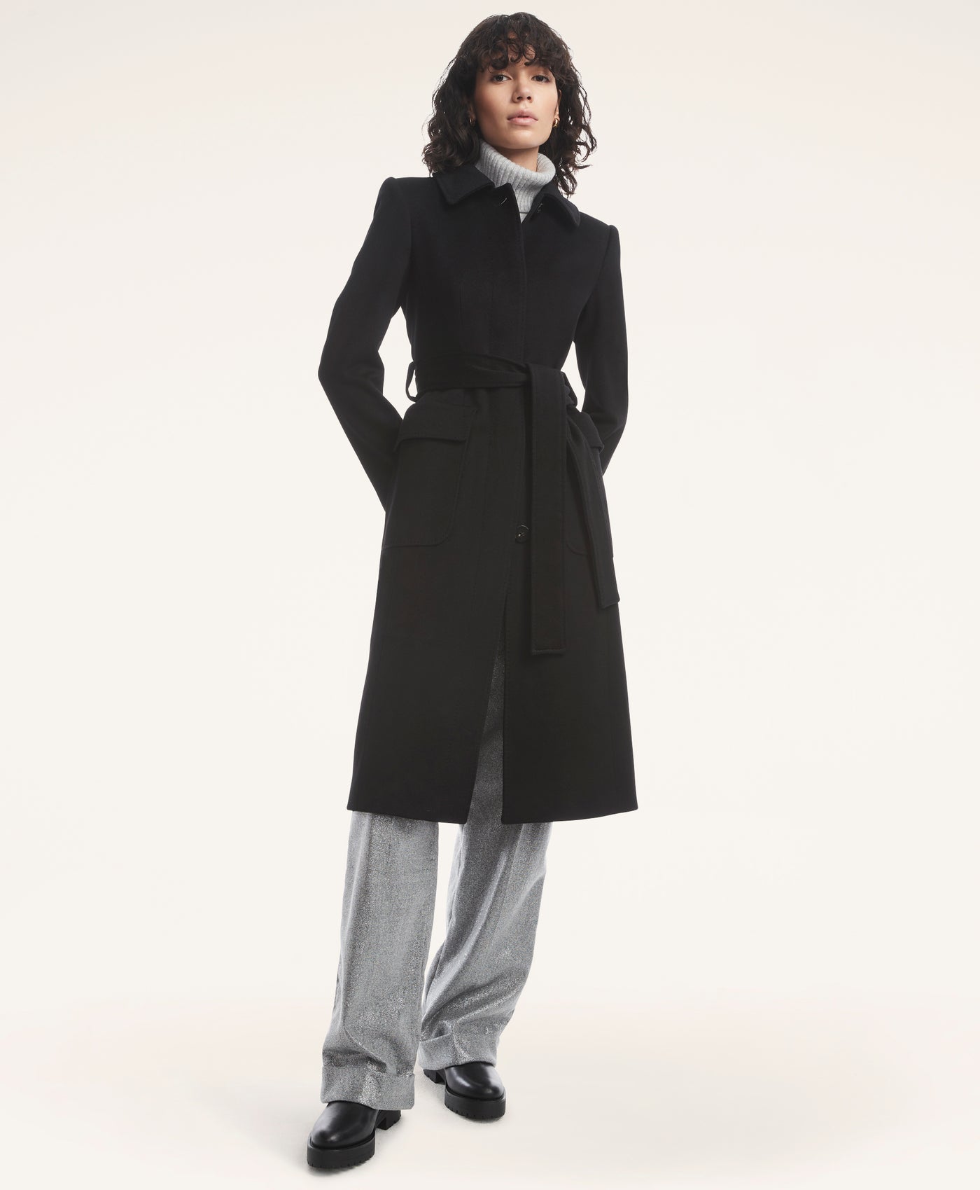 Brushed Wool Twill Wrap Coat - Brooks Brothers Canada