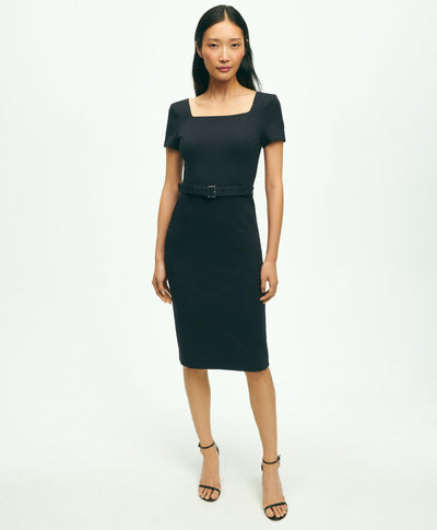 Ponte Short Sleeve Belted Dress - Brooks Brothers Canada