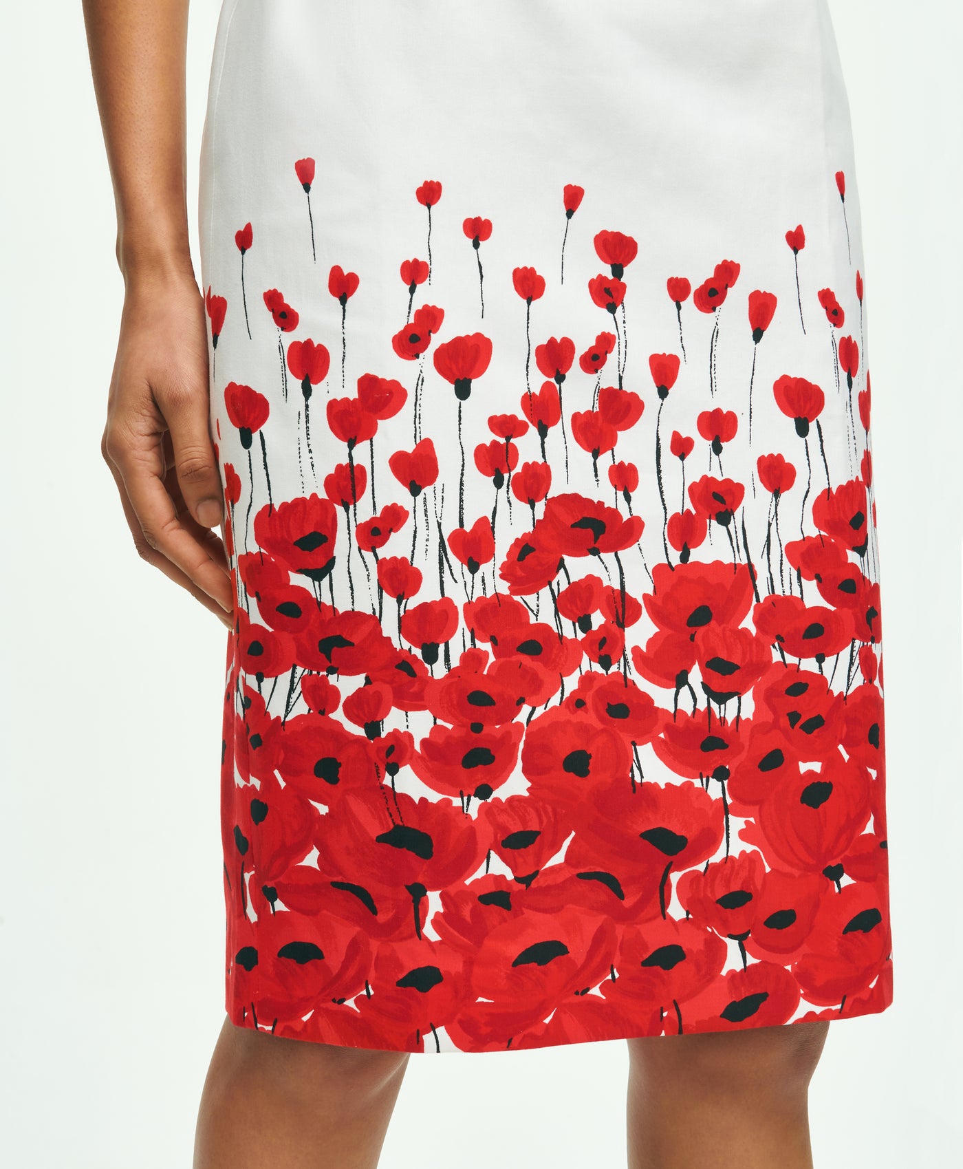 Stretch Cotton Belted Poppy Border Sheath Dress - Brooks Brothers Canada
