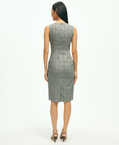 Linen Blend Glen Plaid Sheath Dress - Brooks Brothers Canada