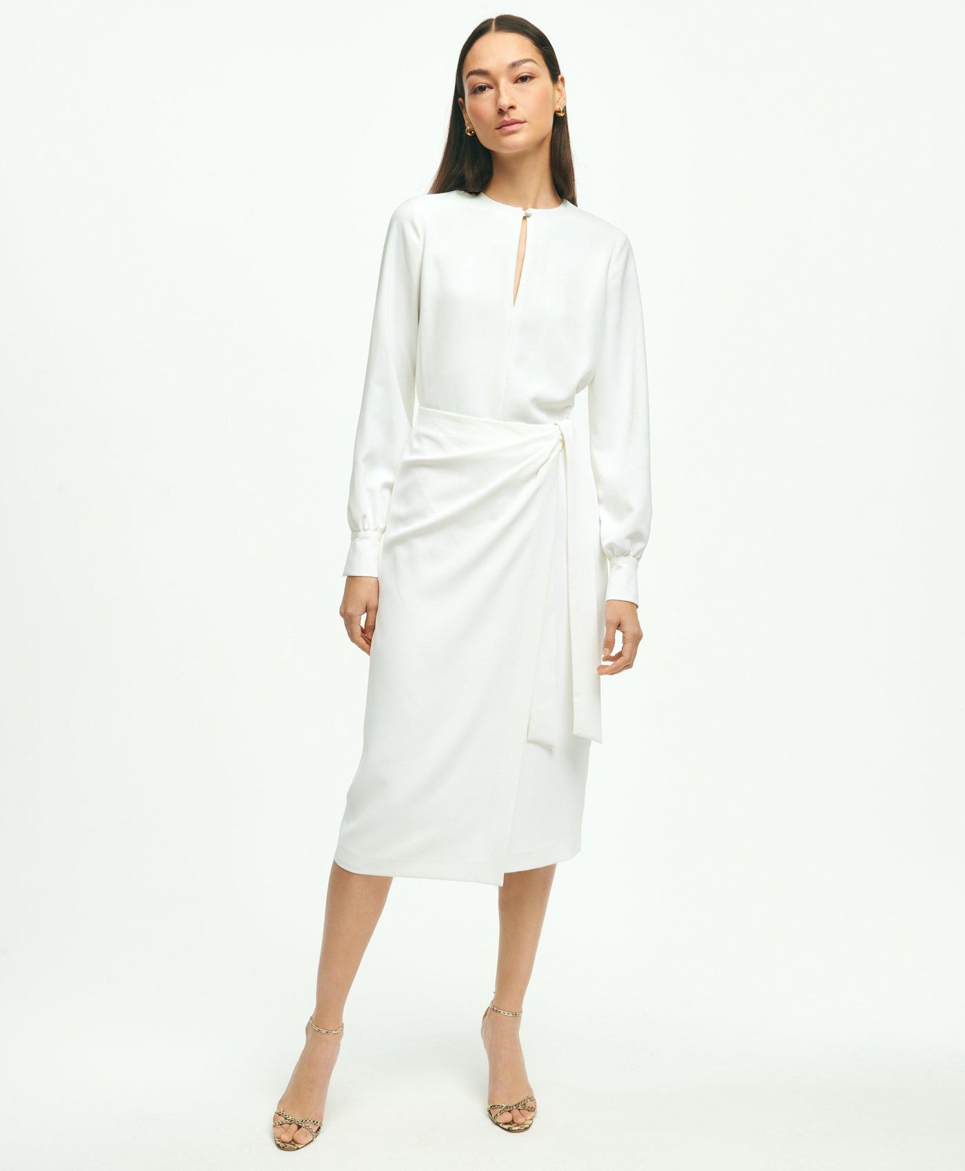 Crepe Faux Wrap Dress - Brooks Brothers Canada