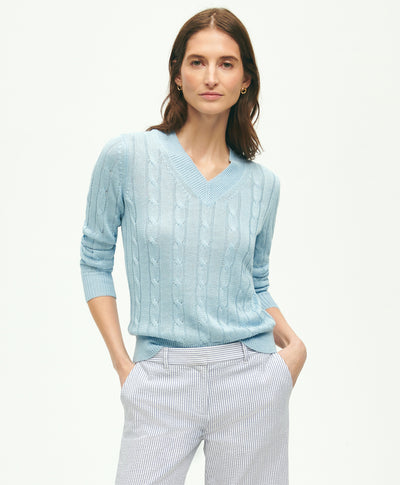 Italian Linen Cable Knit Sweater - Brooks Brothers Canada