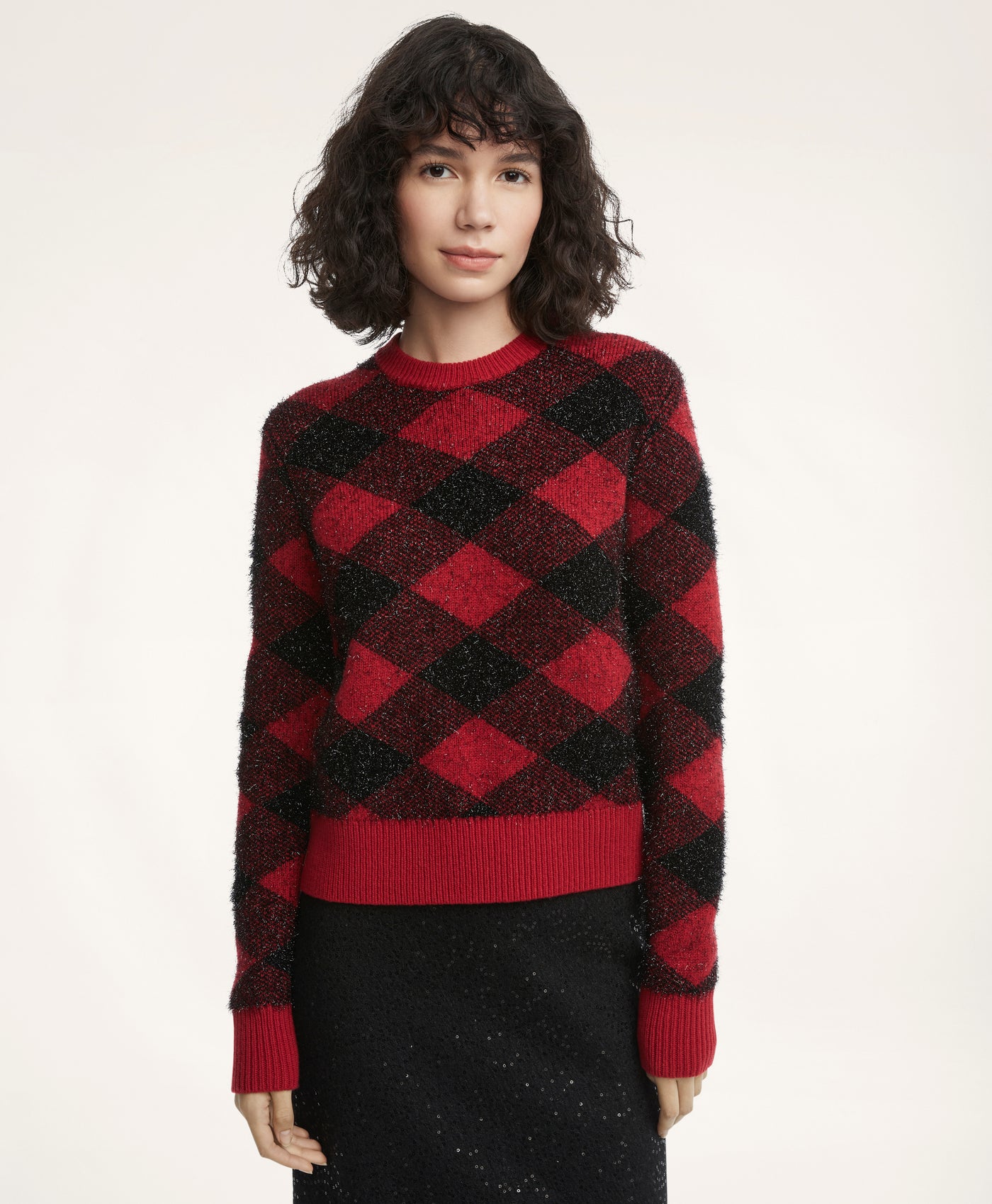 Buffalo Check Jacquard Shine Sweater - Brooks Brothers Canada