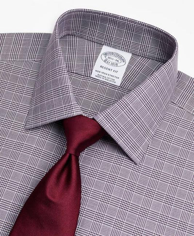 Stretch Regent Regular-Fit Dress Shirt, Non-Iron Royal Oxford Ainsley Collar Glen Plaid - Brooks Brothers Canada